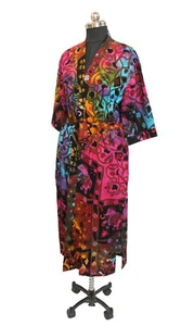 Sleepwear Robe Indian Printed Cotton kimono Tie Dye Robes Nightwear Dress - Picture 1 of 5