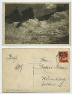 111947 - Rheinfall bei Vollmond - Ansichtskarte, gelaufen 27.5.1929 - Picture 1 of 1