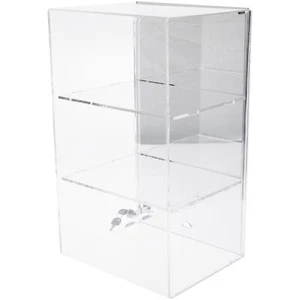 Plymor Acrylic Locking Case Sliding Back, 2 Shelf Mirrored 20.75" x 12.25" x 10" - Picture 1 of 1