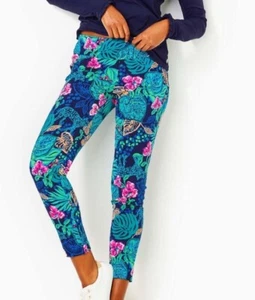 Lilly Pulitzer UPF 50+ Luxletic Corso Pants Life Of The Party Low Tide Sz 2 - Picture 1 of 11