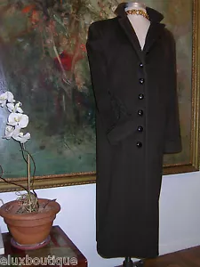 ALBERT NIPON Vintage COAT Brown Wool Black Embroidery Outerwear Sm Med ~Like YSL - Picture 1 of 12
