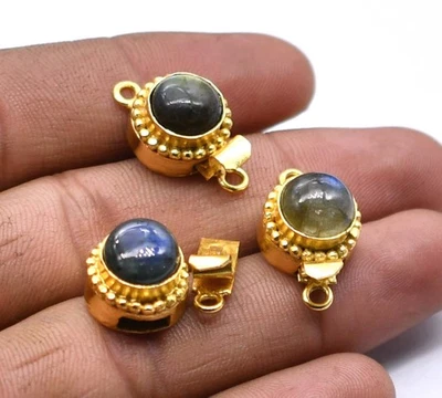 1 Pc Labradorite Box Clasp 1 Strand 18k Gold Plated Jewelry Making - Image 1 of 4