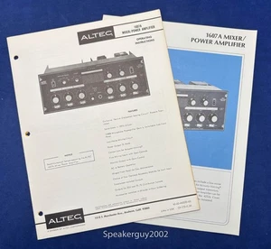 Vintage Altec Operating Instructions & Spec Sheet / 1607A Mixer - Amp - Picture 1 of 1