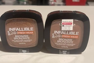 Lot of (2) L'Oreal Infallible 24 Hour Fresh Wear Soft Matte Bronzer2 #500 DARK - Picture 1 of 2