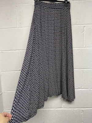 White Stuff JADA Navy Blue Print Jersey Maxi Flare Skirt With Pockets Size 8R PT - Image 1 of 4