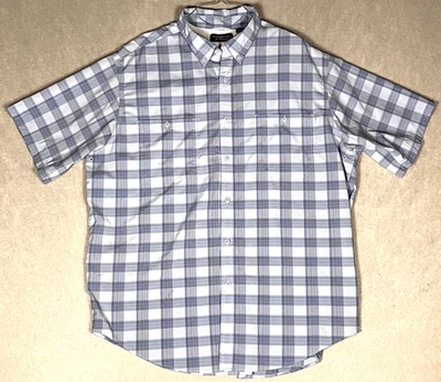 Roundtree & Yorke Men's Cape Back Vented Blue Plaid Short Sleeve Shirt XL #2708 - Image 1 of 4
