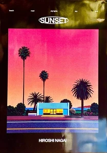 Póster Hiroshi Nagai PUESTA DE SOL 515 X 728 mm puesta de sol tropical Citypop - Imagen 1 de 3
