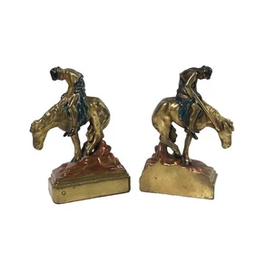 Pair of Armor Bronze Bookends Indian on Horseback “End of The Trail” - Picture 1 of 8