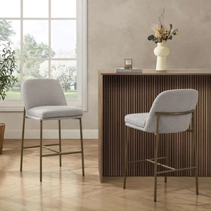 Dusk Lily Set of 2 Barstools Boucle Taupe RRP £169 - Picture 1 of 8