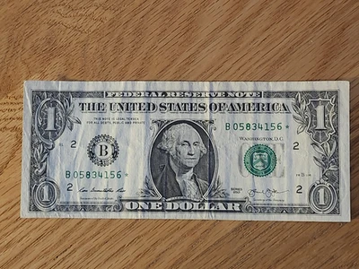 2013 B RARE DUPLICATE FORT WORTH $1 STAR NOTE B05834156* - Image 1 of 4