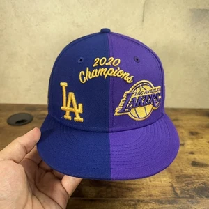New Era 59FIFTY Los Angeles Lakers Dodgers 2020 Champions Fitted Hat Size 7 1/2 - Picture 1 of 16