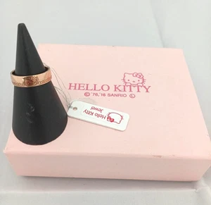 Sanrio Hello Kitty Silver 925 Ribbon Lace Band Ring Rose Gold Plated Size 5.75 - Picture 1 of 5