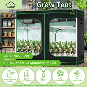 Viviendo Grow Tent Hydroponic Indoor Plant Room 1.2x2.4x2M 600D Oxford - Picture 1 of 10