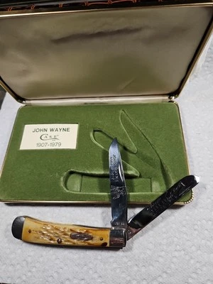B198 Case XX 1980's New Grind JOHN WAYNE Commerative Bone Trapper Rare - Image 1 of 4