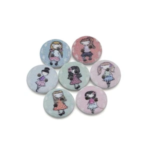 50pcs Girl Print Wood Buttons, for Sewing, Scrapbooking & DIY Decor Project 15mm - Picture 1 of 5