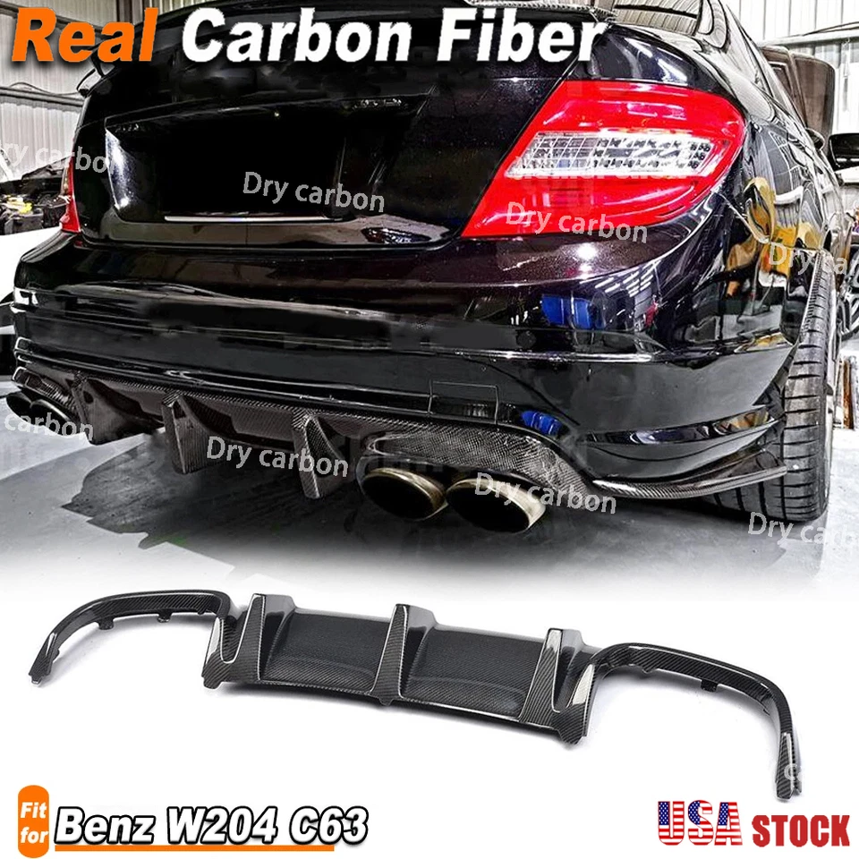 Labio difusor de parachoques trasero de fibra de carbono real para Mercedes Benz W204 C63 2008-2011 Foto 1 de 4