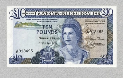 GIBRALTAR 10 Pounds 1986 P22b, UNC. - Image 1 of 2