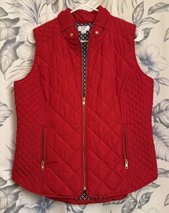 Giacca smanicata leggera Crown & Ivy donna rossa trapuntata zip taglia Petite L - Foto 1 di 4