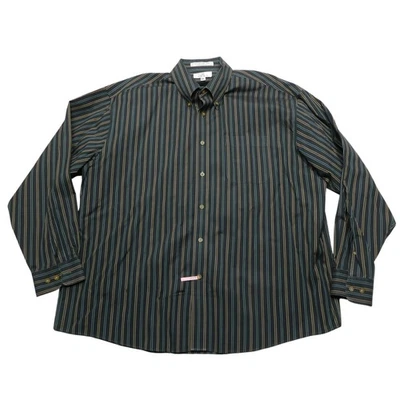 Camisa Enro Para Hombres 2XL Verde Negra Rayas Sin Hierro Pinpoint Oxford Manga Larga Foto 1 de 4