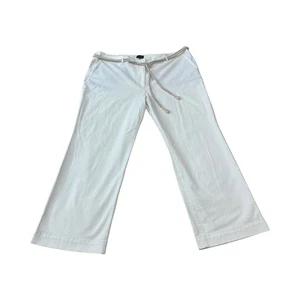 NWT Talbots Womens Pants Ivory Crop Wide Leg Plus Petite 20WP Rope Belt - Picture 1 of 9