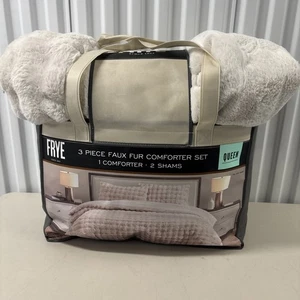Edredón de piel sintética de lujo sólido Frye 3 piezas 90x98 en conjunto Queen nuevo con etiquetas - Imagen 1 de 4