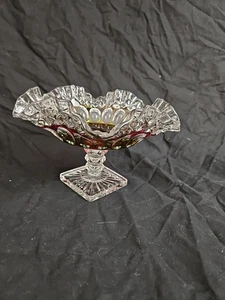 Vintage Westmoreland Waterford Ruby Red w/ Ruffled Edge Compote 8" WIDE, 5" Tall - Picture 1 of 11
