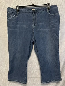 Reba Damen Capri Baumwoll Jeans bestickt Taschenbereich Übergröße 22W - Bild 1 von 18