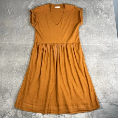 Vestido Lou & Gris/Loft Dorado Naranja Para Mujer Talla S Relajado Mezcla Lino Bolsillos Foto 1 de 4