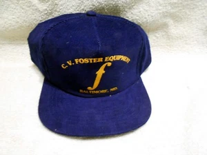 VTG Truckers Cap Hat Blue Corduroy C.V. Foster Co. Baltimore Maryland - Picture 1 of 4
