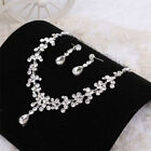 Women Silver Jewelry Sets Wedding Bridal Crystal Rhinestone Necklace Earring LZ