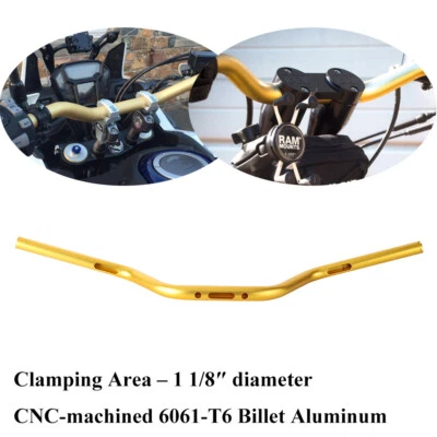 CNC 1 1/8″ Gold Tapered Style High Bend 4″ Rise Handlebar For Sportster 883 1200 - Image 1 of 4