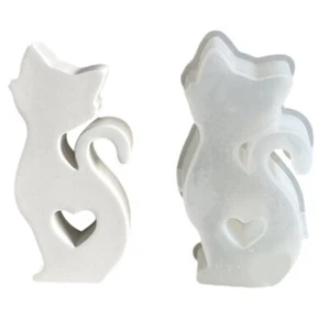 Silicone Mold for Creative Hollowed Heart Cats Shape Soap Making Mould - Picture 1 of 8