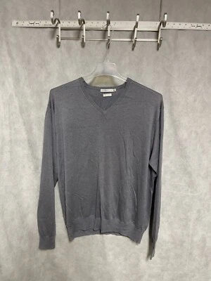 Suéter Peter Millar Hombre Talla XXL Gris Corona Cuello en V Cachemira Seda Lana Tejido Golf Foto 1 de 4