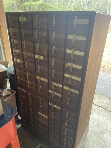 Vintage 70 Drawer Library Card Catalog Cabinet Cover