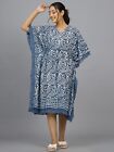 Anokhi Indian Block Aufdruck Baumwolle Kaftan Maxi Kleid, Hippie B&#246;hmisch Blau
