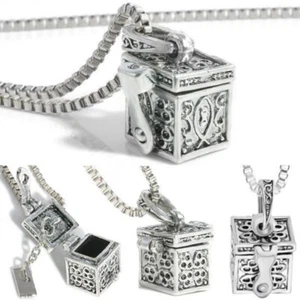 Silver Mini Keepsake Metal Urn Cremation Pendant Jewelry Necklace Ash Holder*h* - Bild 1 von 7