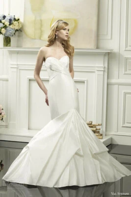 Val Stefani Moonlight 6 8 10 Silk Mermaid Wedding Dress Ivory Strapless D8052 - Image 1 of 4