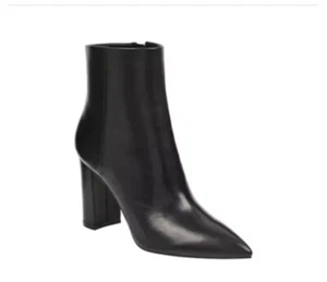 Marc Fisher Ltd Womens 10 Ulani Leather Booties Boots Black Chunky Heel NIB - Picture 1 of 10