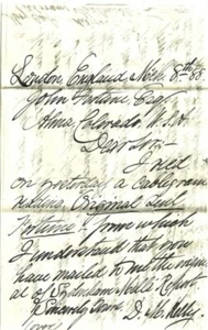 DM KELLY LONDRES MARZO 1888 2 LETRAS J FORTUNA ALMA PLACER MINA RE MILLS INFORME - Imagen 1 de 8