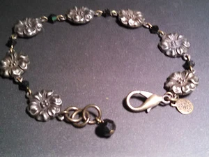 Pulsera David Aubrey Plata Oscura o Peltre con Cuentas Negras Humeantes De Colección Como Nuevo - Imagen 1 de 7