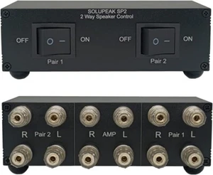 Premium 2 Zone Speaker Selector Switch Box, 2 Way Stereo Audio Speaker Switcher - Picture 1 of 11
