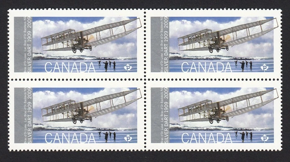 FIRST FLIGHT 1909 year = SILVER DART PLANE = Canada 2009 #2317 MNH Block of 4 st Foto 1 de 1