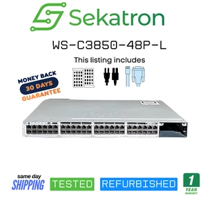 ♻️ Cisco WS-C3850-48P-L 48 Port PoE+ Layer 3 Managed Ethernet Switch ⚡Fast Ship - Picture 1 of 2