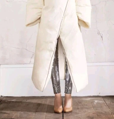 EUC Sz 2 US Womens Maison Martin Margiela x H&M Silver Disco Ball Leggings Pants - Image 1 of 4