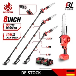 2IN1 8'' Akku Kettensäge Hochentaster Astkettensäge Teleskop Langstiel Astsäge - Bild 1 von 19