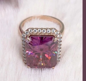 RARE 5.50 Ct Radiant Cut Treated Pink Diamond Solitaire Silver Ring Certified - Picture 1 of 8