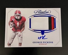 2022 GEORGE PICKENS FLAWLESS COLLEGIATE ROOKIE PATCH ON CARD AUTO SAPPHIRE /15