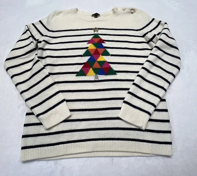 Talbots Petites Mujer M P Navidad Suéter Rayas Botón Corderos Mezcla Lana Foto 1 de 4