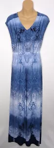 Chico's Dress Blue Ombre Paisley Sleeveless Stretchy Maxi Size 2 US Large 12 - Picture 1 of 6
