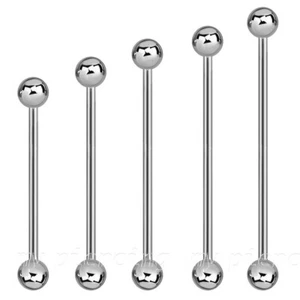 1pc. 14G 1" to 3" 316L Surgical Steel Industrial Long Barbell with 5mm Ball - Picture 1 of 3